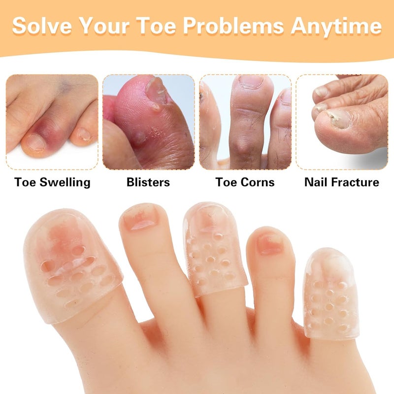 30Pcs Silicone Toe Protectors, Gel Toe Protector Breathable Toe Caps Guards for Men Women, Clear Soft Little Toe Covers Anti-Friction Silicone Toe Sleeves for Corns, Blisters and Pain Relief - Image 5