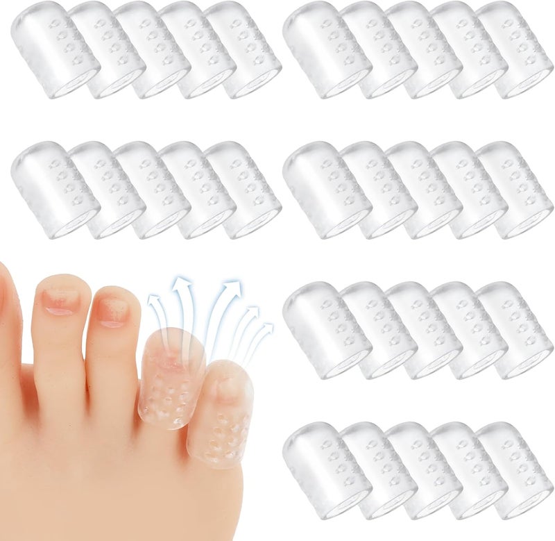 30Pcs Silicone Toe Protectors, Gel Toe Protector Breathable Toe Caps Guards for Men Women, Clear Soft Little Toe Covers Anti-Friction Silicone Toe Sleeves for Corns, Blisters and Pain Relief - Image 1