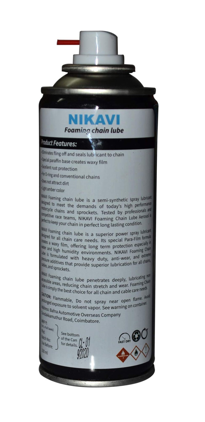 NIKAVI FCL200 + BCA13 Foaming Chain Lube - 200ml + Chain Cleaning Brush (4) - Image 5