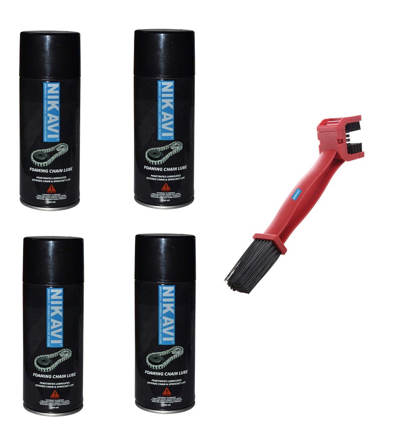 NIKAVI FCL200 + BCA13 Foaming Chain Lube - 200ml + Chain Cleaning Brush (4) - Image 1