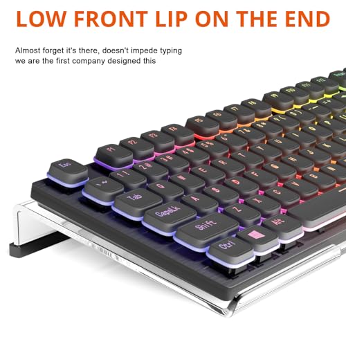 Richboom Computer Keyboard Stand Tilt PC Keyboard Stand Riser for Easy Ergonomic Typing, Acrylic Keyboard Tray Holder for Office Desk, Home, School, with Silicone Anti-Slip Case, Clear - Image 5