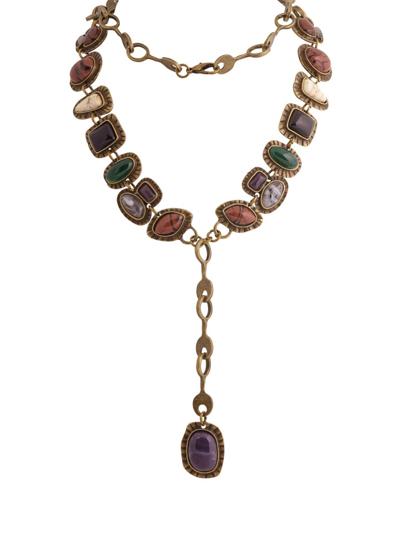 MINACHI Layered Y-Shaped Retro Stone Necklace, Boho Personality Jewelry for Women - Image 1