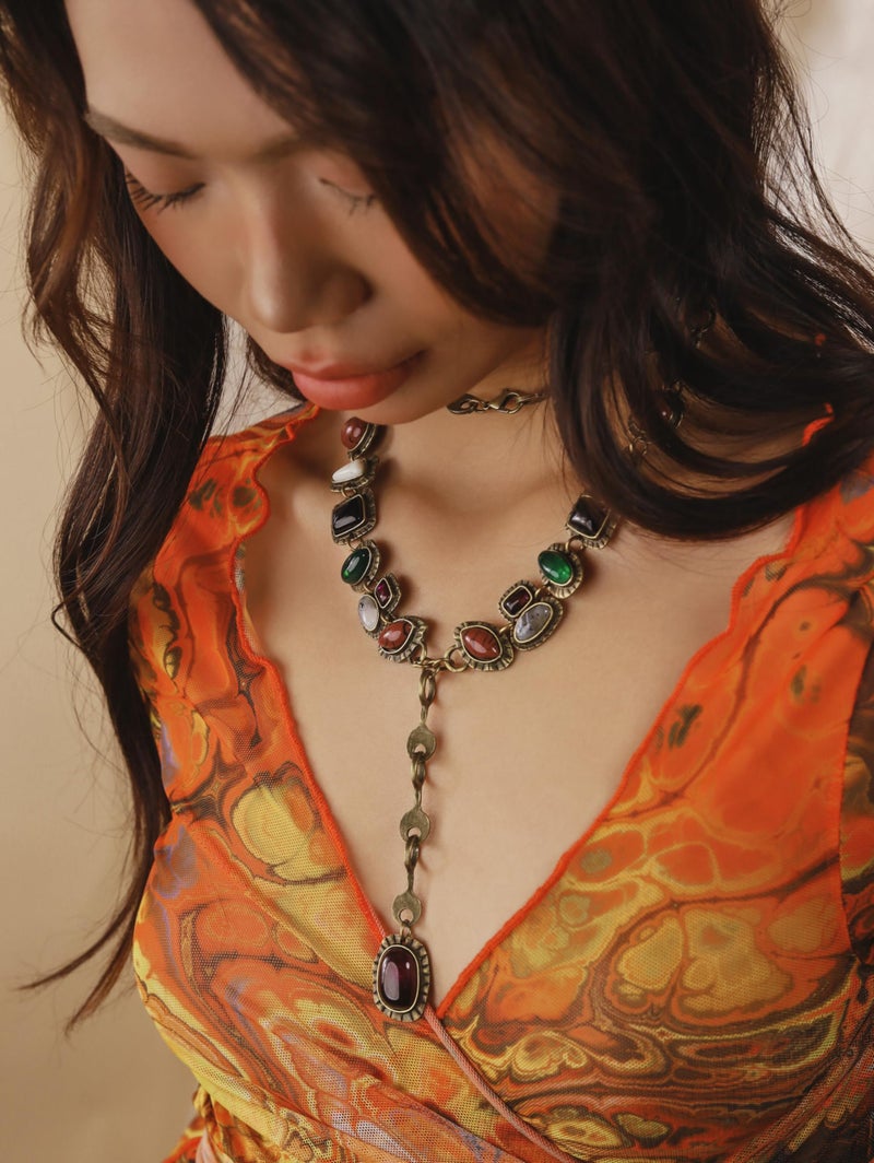 MINACHI Layered Y-Shaped Retro Stone Necklace, Boho Personality Jewelry for Women - Image 5