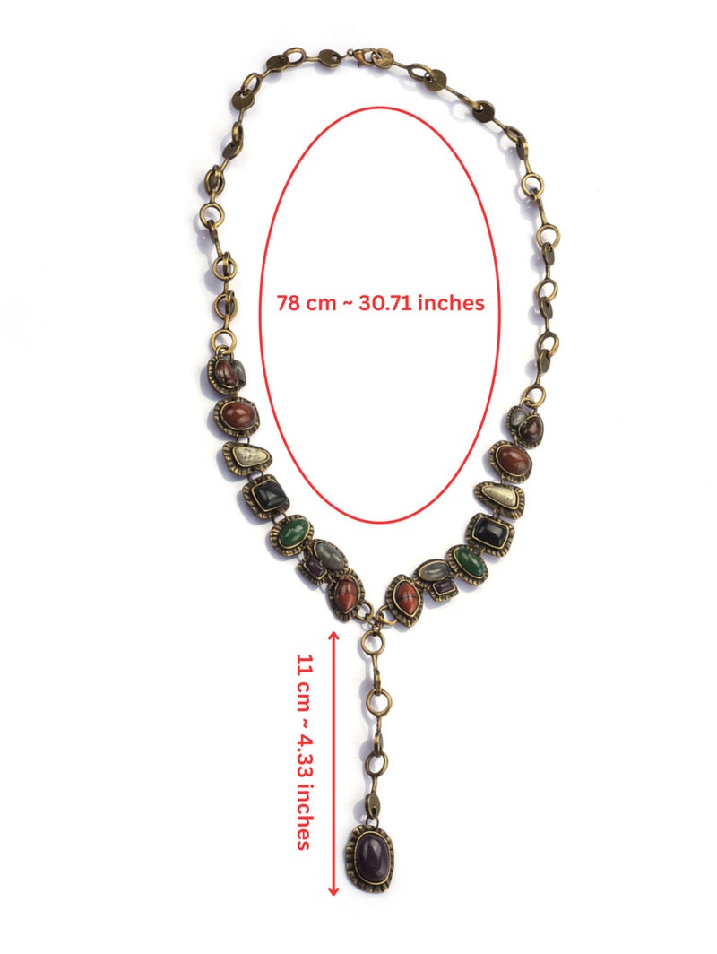 MINACHI Layered Y-Shaped Retro Stone Necklace, Boho Personality Jewelry for Women - Image 2