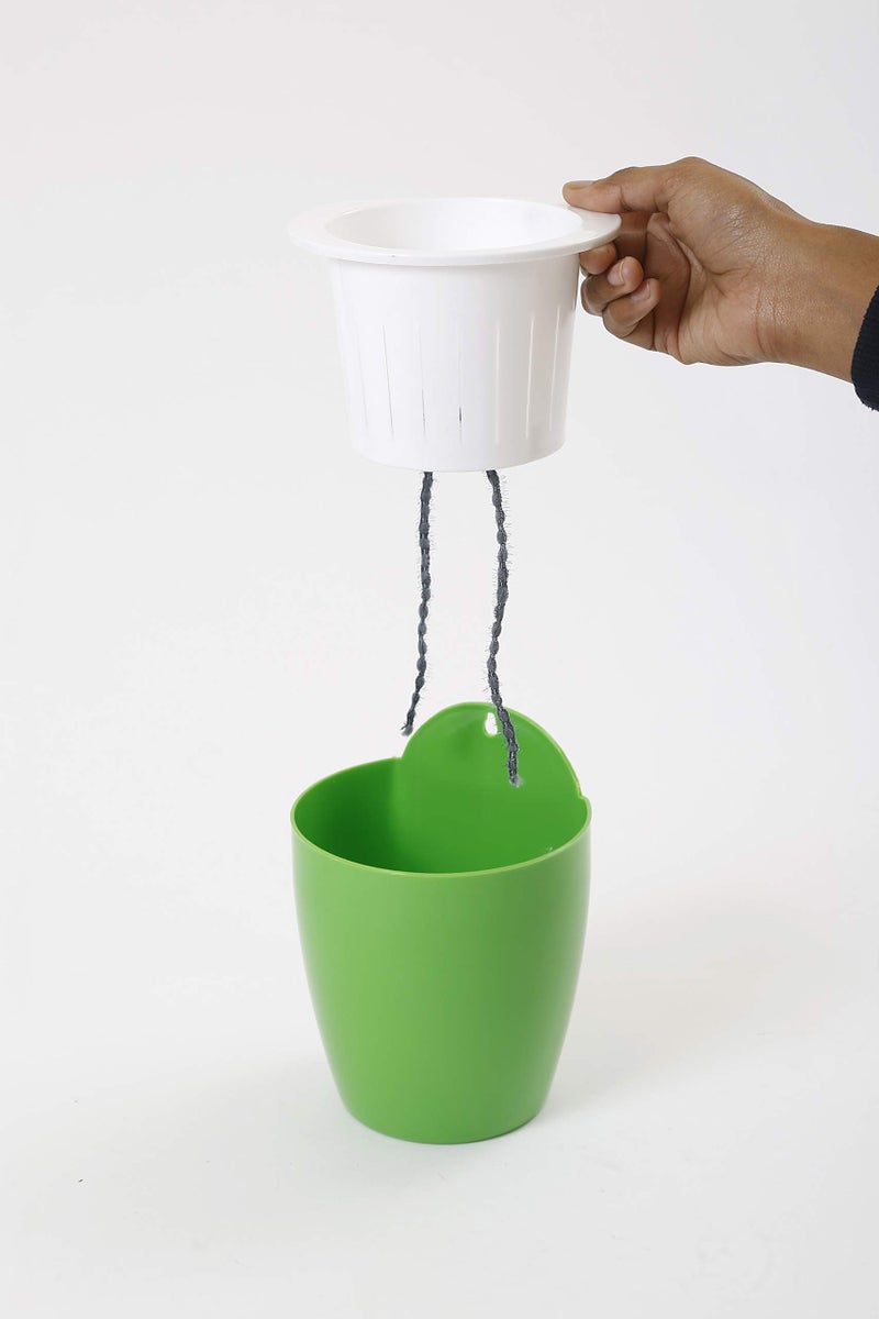 CAPPL Self Watering Hanging Planter Flower Pot (Green-White Pack of 12) - Image 5