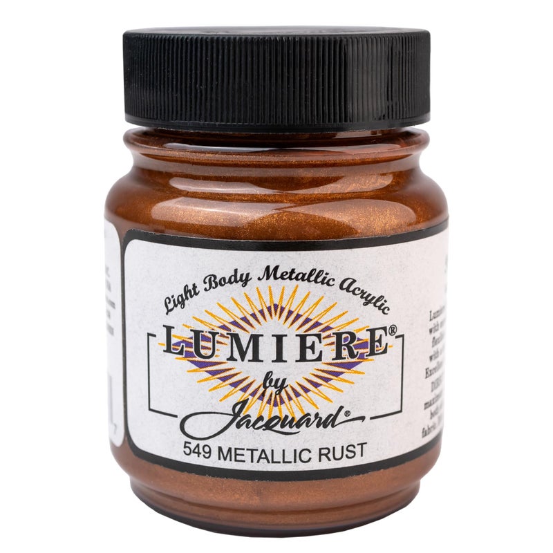 Jacquard Lumiere 225oz Fabric Paint Metallic Rust Metallic Paint for Fabric Leather Canvas Paper and Wood Lightbodied Metallic Acrylic Paint Lightfast Vibrant Acrylic Paints