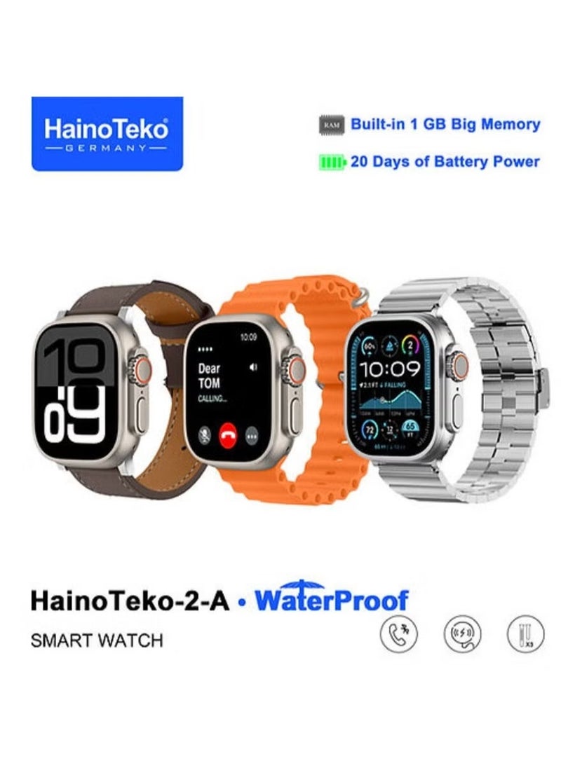 Haino Teko 2A Waterproof Smart Watch | Fitness Tracker, Heart Rate Monitor, Sleep Tracking, Bluetooth Calling, IP68 Waterproof, 3 Straps, Stylish Design for Men & Women  - Image 2