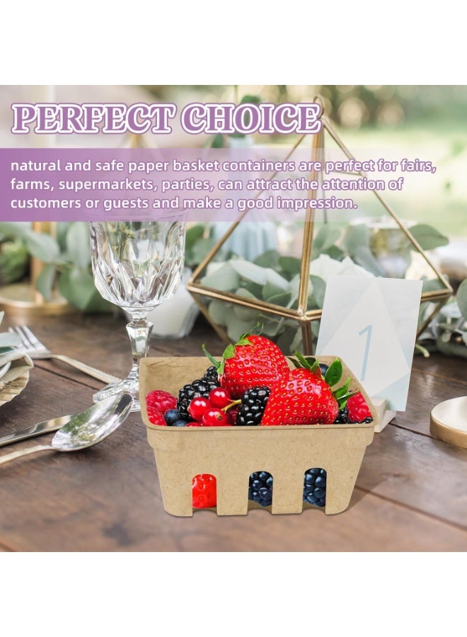 SYOSI 20Pcs Natural Pulp Fiber Berry Baskets, Small Ventilated Produce Containers, Farm Market Display Trays for Strawberries, Blueberries, Raspberries, Eggs,Vegetables, Grocery Store Supplies - Image 5