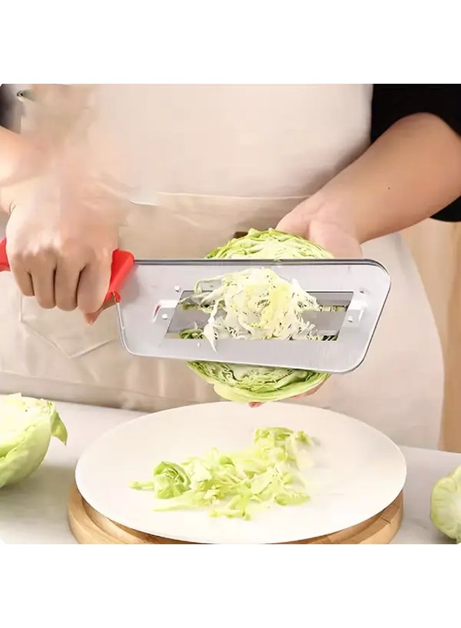 Red Stainless Steel Double Blade Vegetable Slicer Heavy Duty Kitchen Tool for Cabbage Carrots Potatoes Onions Tomatoes Cucumbers Lettuce and Fish Scales Ergonomic Easy Clean Design - Image 1