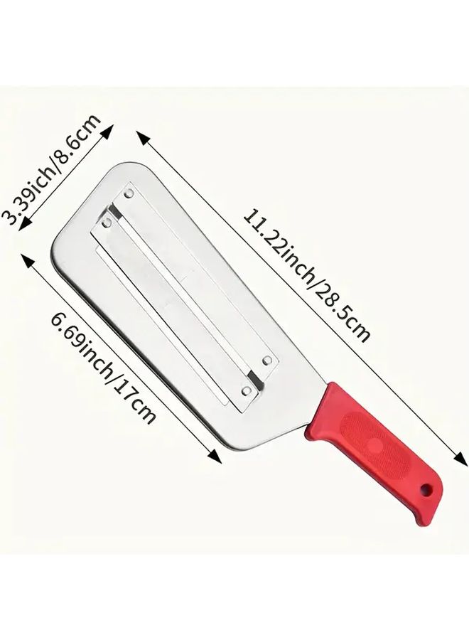 Red Stainless Steel Double Blade Vegetable Slicer Heavy Duty Kitchen Tool for Cabbage Carrots Potatoes Onions Tomatoes Cucumbers Lettuce and Fish Scales Ergonomic Easy Clean Design - Image 2
