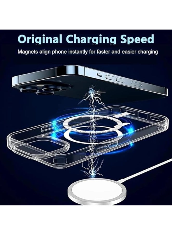 Generic - Case Compatible with iPhone 15 Pro Magsafe Clear Cover Magnetic Wireless Charging Support, Shockproof Protection, Scratch-Resistant(Clear) - Image 1