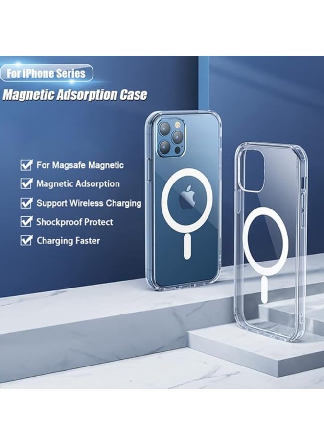 Generic - Case Compatible with iPhone 15 Pro Magsafe Clear Cover Magnetic Wireless Charging Support, Shockproof Protection, Scratch-Resistant(Clear) - Image 1
