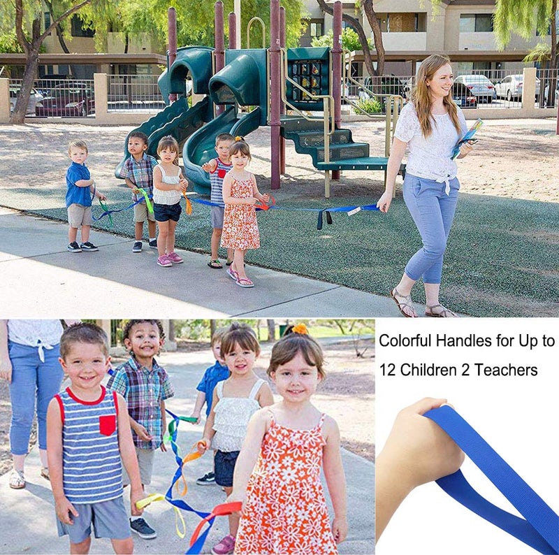 Lainrrew Walking Rope with 12 Colorful Handles - Outdoor Safety Rope for Preschool & Kindergarten Kids (Blue) - Image 3