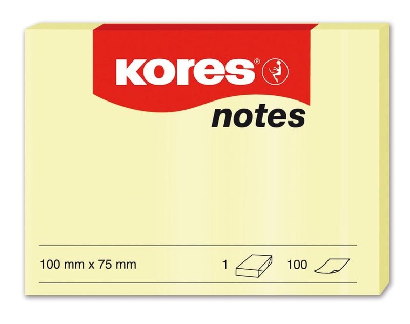 Kores HOPAX-Stick'n 21009 Sticky Note 76X127 mm - Yellow, 100 Sheets, 3 * 5inch