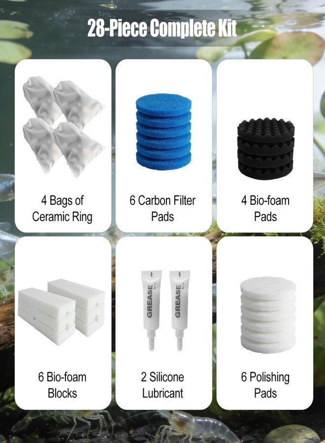 GUXPCH 28 Pcs Replacement Filter Media Kit Fit for FX2 FX4 FX5 FX6 Aquarium Filters, Includes 6 Carbon Foam Pad, 4 Bio-Foam Pads, 6 Foam Block, 6 Water Polishing Pad, 2 Silicone Lube, 4 Media Bag - Image 3