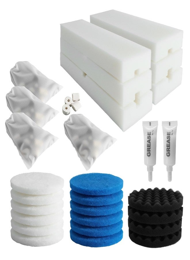 GUXPCH 28 Pcs Replacement Filter Media Kit Fit for FX2 FX4 FX5 FX6 Aquarium Filters, Includes 6 Carbon Foam Pad, 4 Bio-Foam Pads, 6 Foam Block, 6 Water Polishing Pad, 2 Silicone Lube, 4 Media Bag - Image 1