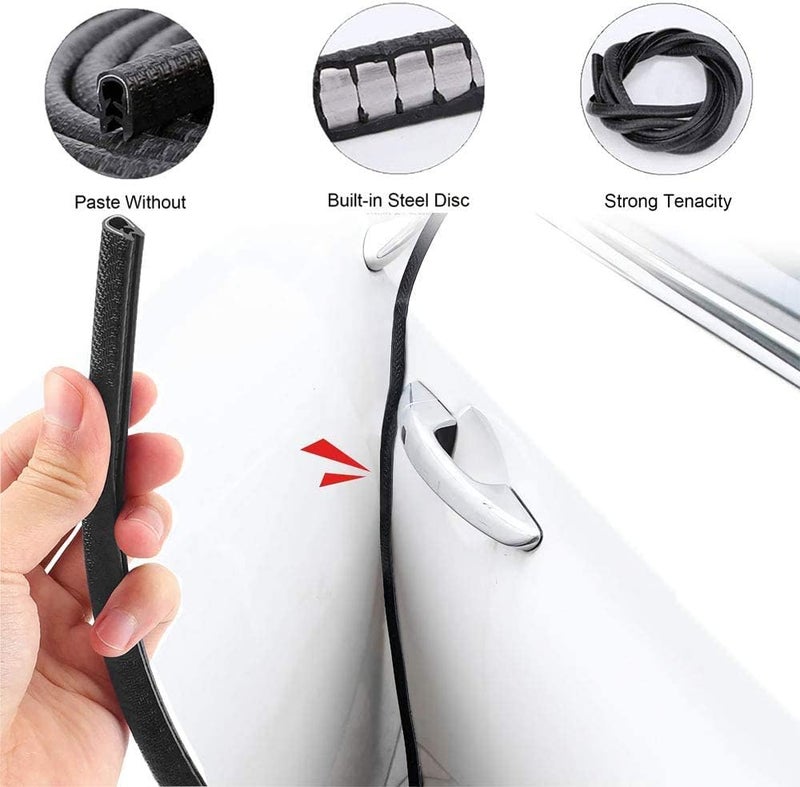 QBUC Car Door Edge Guards,13Ft(4M) Rubber Clip Seal U Shape Edge Trim Guard Protection Car Door Protection Fit for Most Models - Image 3