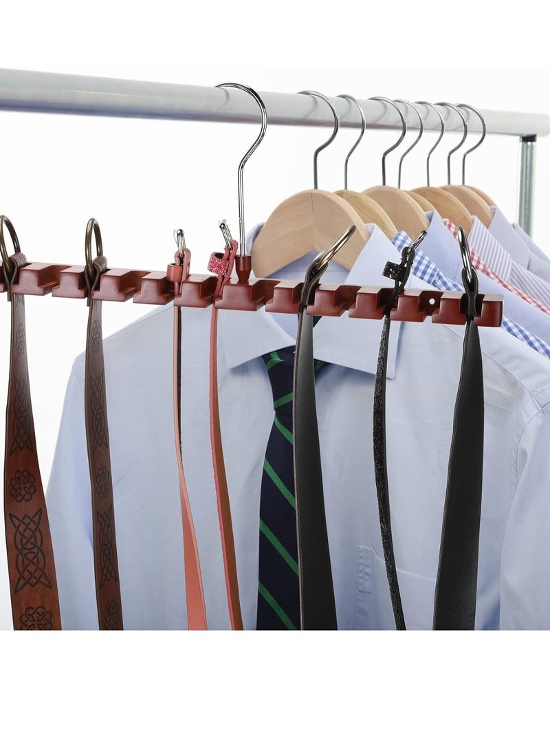 Belt Rack 2Pcs Hanger Belt Storage Rack ABS Plastic Belt with Foldable Iron Hook Closet Tie Racks Hangers Tie Belt Organizer for Closet Door Bedroom Coconut Brown  - Image 4