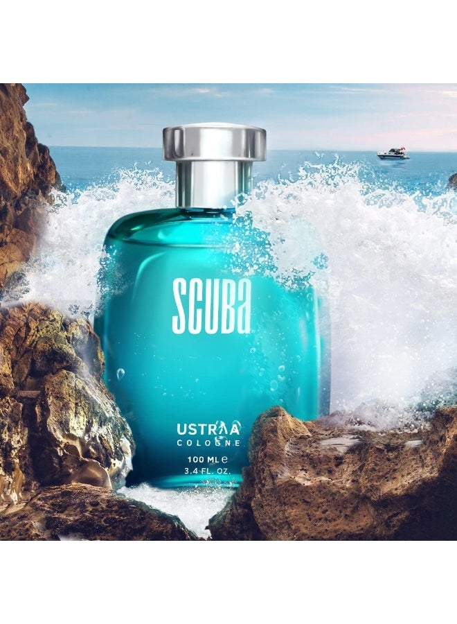 Ustraa Scuba Cologne - 100ml - Perfume for Men | With lively, spicy and deep aquatic notes | Ideal for day occasions | Long-lasting fragrance with no gas - Image 4