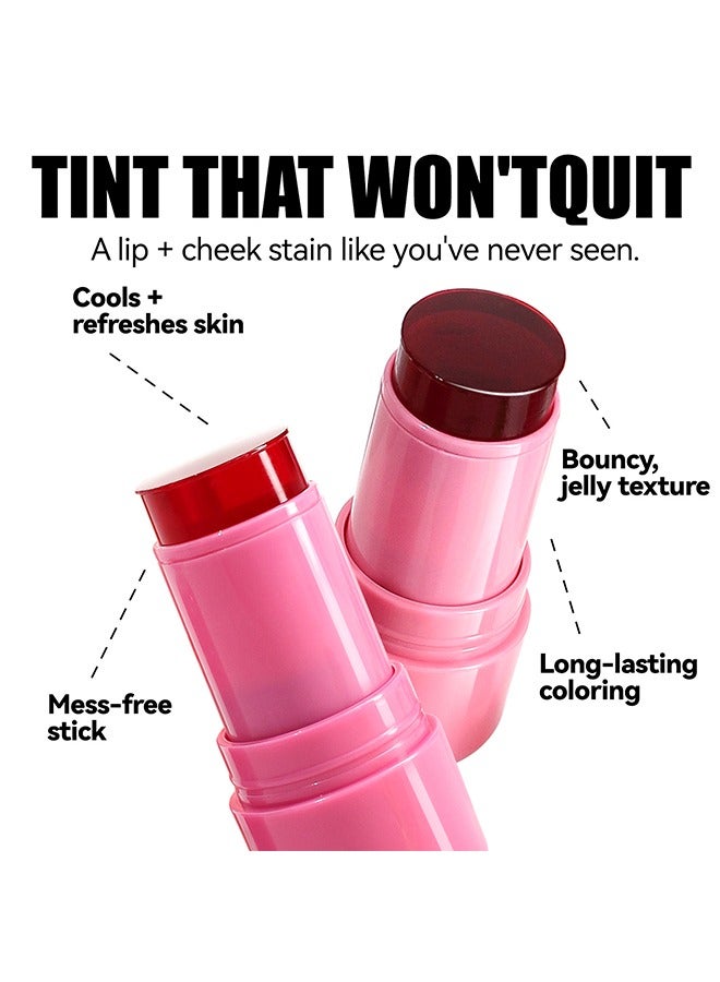 إيلهو جيلي ليب آند تشيك تينت، ماء بارد جيلي تينت، عصا أحمر الخدود جيلي تينت متعددة الاستخدامات طويلة الأمد، عصا طبيعية للشفاه والخد - Image 5