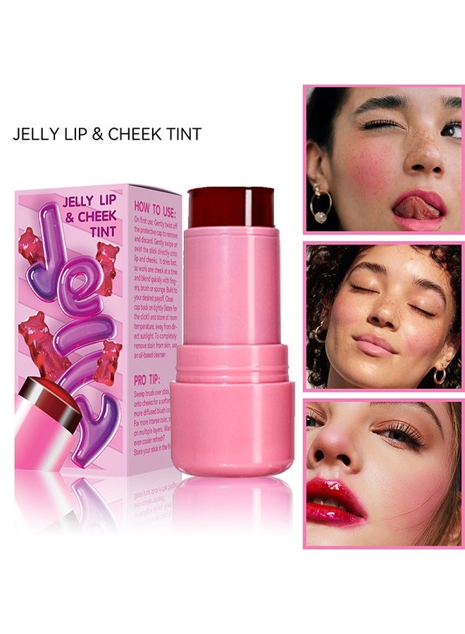 إيلهو جيلي ليب آند تشيك تينت، ماء بارد جيلي تينت، عصا أحمر الخدود جيلي تينت متعددة الاستخدامات طويلة الأمد، عصا طبيعية للشفاه والخد - Image 1