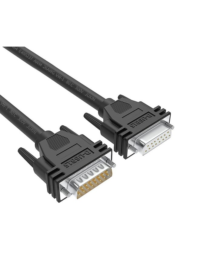 Generic DB15 Cabel Male to Female Double Shielded 10ft/3M,DB 15 Extension Cable Black, 26awg Tinned Copper D-SUB 15 pin Straight Through Cord for CNC, UPS, PLC, Driver  - Image 1