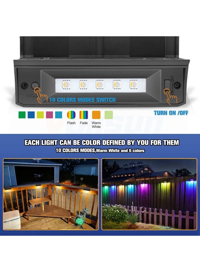 VOLISUN Solar Lights for Fence,4-Pack 1800mah Outdoor Solar fence lights Waterproof Led Color Glow Solar Lights for Step,Fence,Railing,Wall,Stairs - Image 2