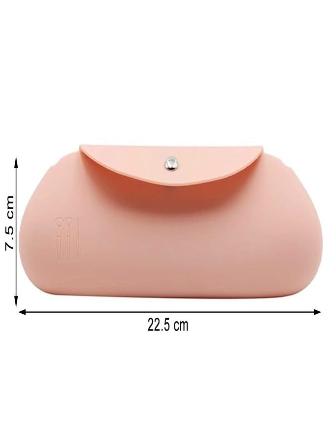 INOVERA (LABEL) Silicone Large Makeup Brush Holder - Cosmetic Face Brushes Pouch - Magnetic Anti-Fall Out, Sleek and Soft Makeup Tools Organizer for Travel (Rose Gold) - Image 2