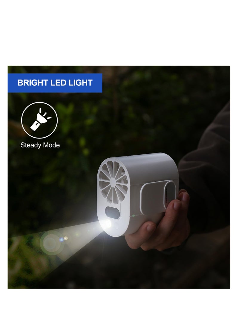 Mini Portable Waist Fan with Display, Clip on Belt Fan with Flashlight, 8000mAh Rechargeable Body Fan, Personal Shirt Fan Clip for Camping, Hiking, Gardening, Outdoor Working, Farm, White - Image 3