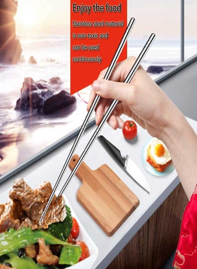 ServEzee Stainless Steel Chopsticks Set Chinese Metal Non-Slip Steel Chopstick Kit Portable Reusable Food Sushi Sticks (5 Pair (10 Piece)) - Image 4