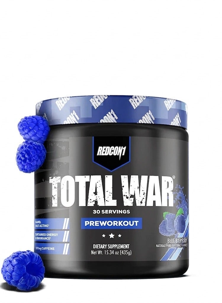 Redcon1 Total War - Pre Workout, 30 Servings (Blue Raspberry) 435 Grams - Image 1