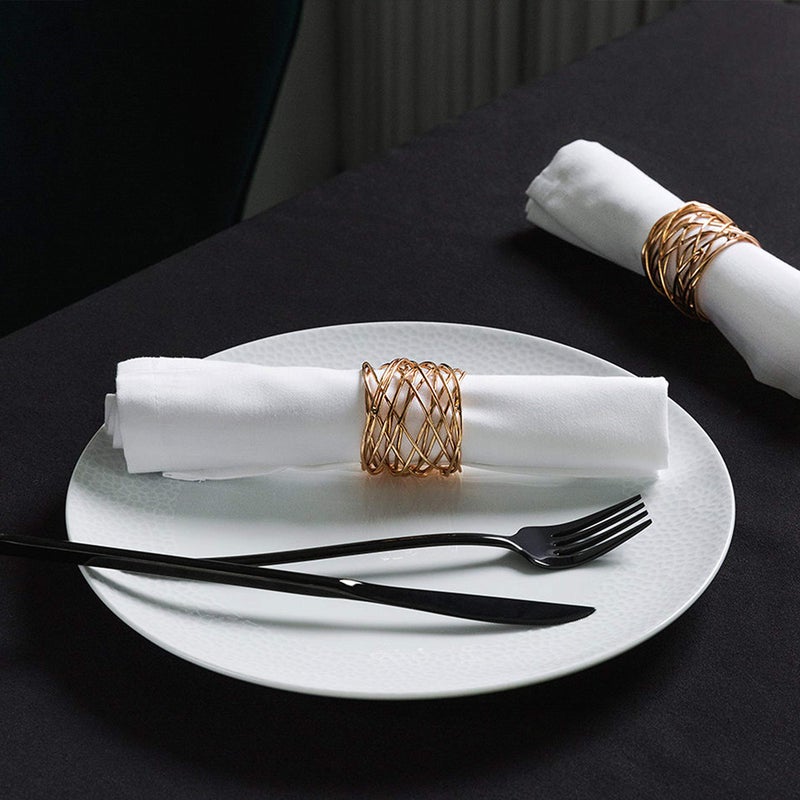 CEALXHENY Napkin Rings Set of 12  Gold Metal Mesh Napkin Holder for Holiday Thanksgiving Party Wedding Banquet Christmas Circle Serviette Buckle Dinner Table Decoration (Color 4) - Image 5