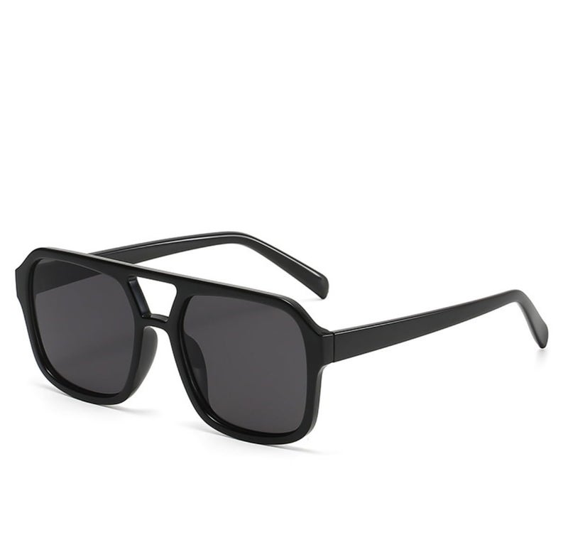 IKUVNA Retro 70s Square Aviator Sunglasses Women Men Vintage Rectangle Sunglasses Flat Frame Trendy Shades (Black) - Image 1