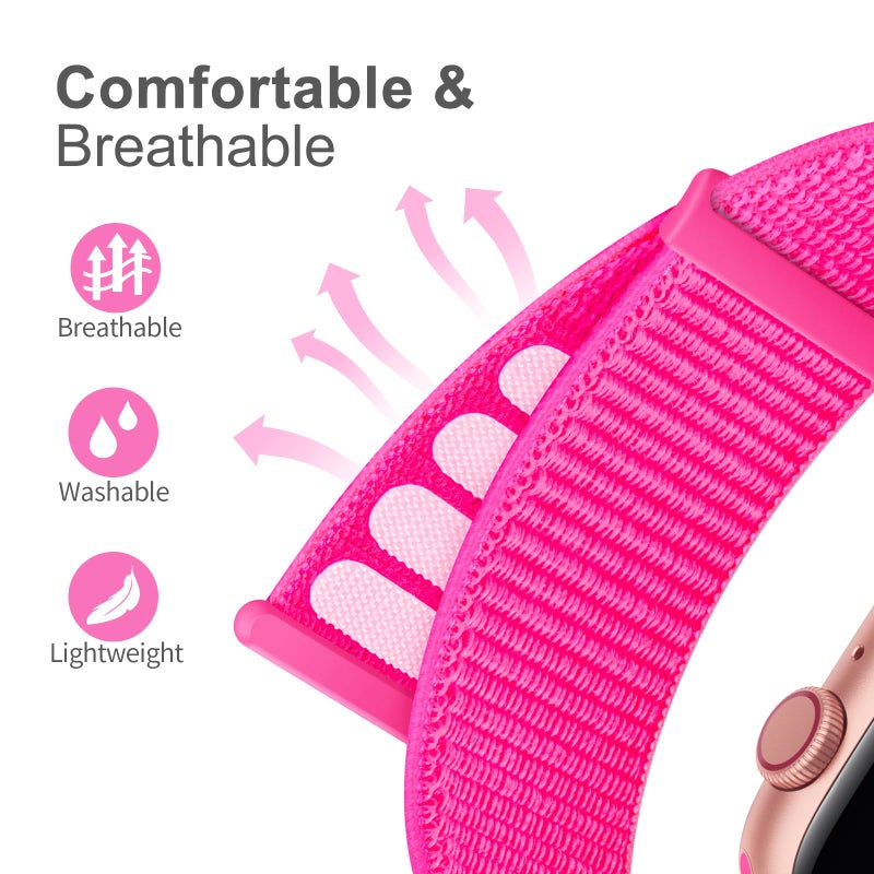 AMSKY Sport Nylon Loop Band Compatible with Apple Watch Bands 38MM 40MM 41MM 42MM 44MM 45MM 46MM 49MM Women Men,Breathable Adjustable Straps for iWatch Band Series 11 10 SE 9 8 7 6 5 4 3 2 Ultra - Image 2