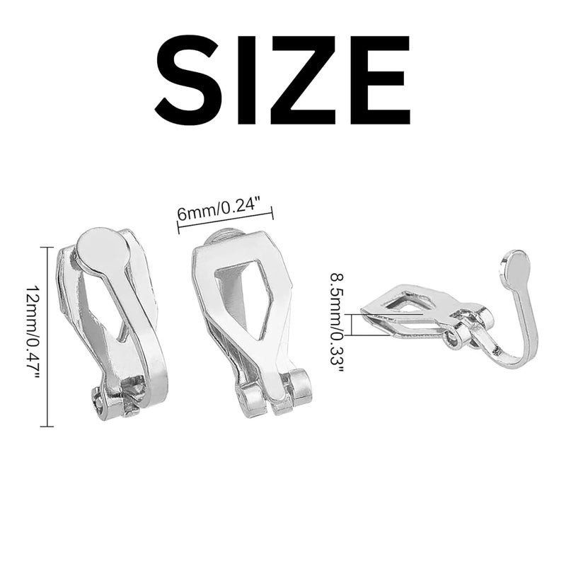 ST logo Clip-on Earring Findings with Loop Earring Setting Components Non Pierced Earring Jewellery Making Supplies DIY Art & Craft (20 Pcs Silver) - Image 3