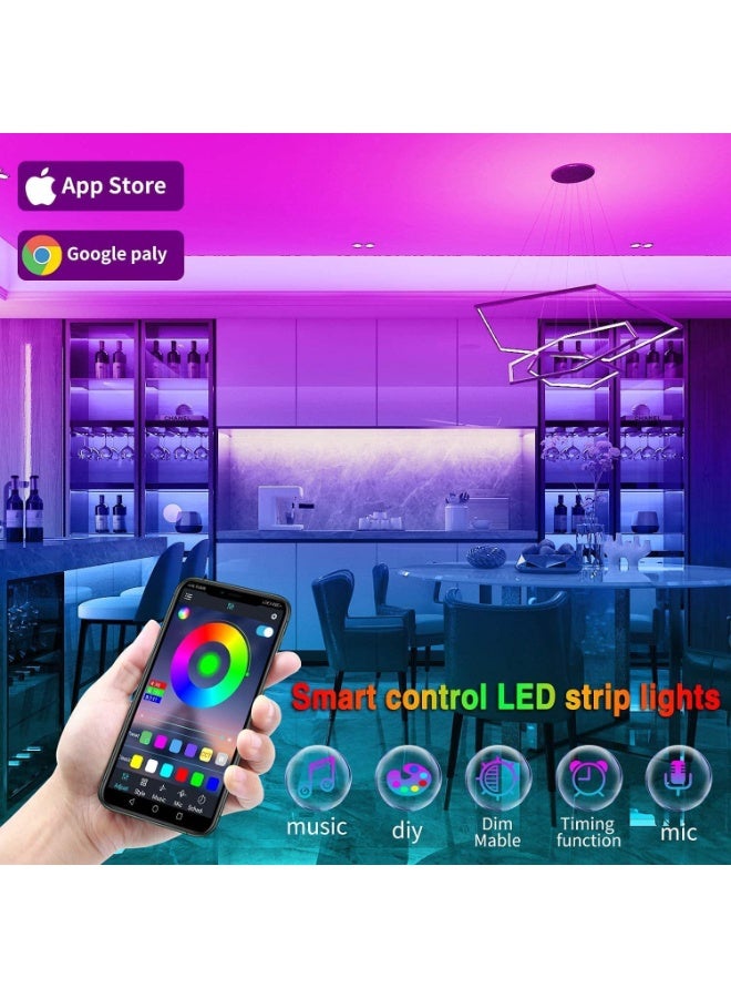 Bluejw 7.5M Bluetooth RGB LED Strip Lights - Music Sync LED Light Strip Controlled by Smart Phone APP - 450LEDs RGB LED Light Strips Full Kit with Remote Controller for Party, Living Room - Image 2