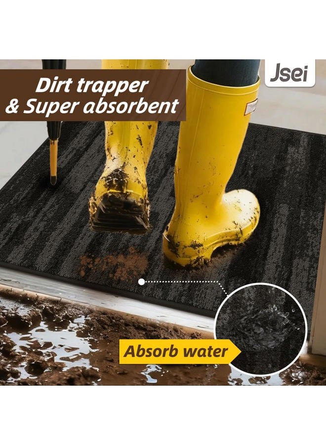 JSEI Dirt Trapper Door Mat 32"x48", Non-Slip Doormats Washable Entryway Mat, Welcome Floor Mat Absorbent Low Profile Dog Door Mats for Front Back Door, Wet Shoes & Paws, Dark Gray - Image 5