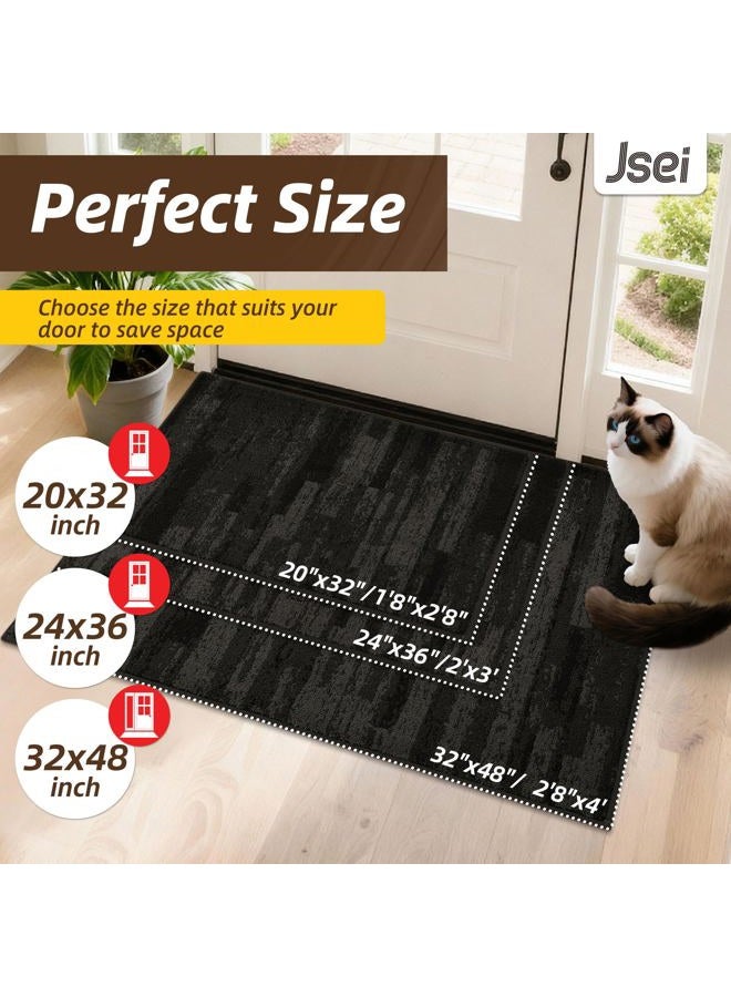 JSEI Dirt Trapper Door Mat 32"x48", Non-Slip Doormats Washable Entryway Mat, Welcome Floor Mat Absorbent Low Profile Dog Door Mats for Front Back Door, Wet Shoes & Paws, Dark Gray - Image 2