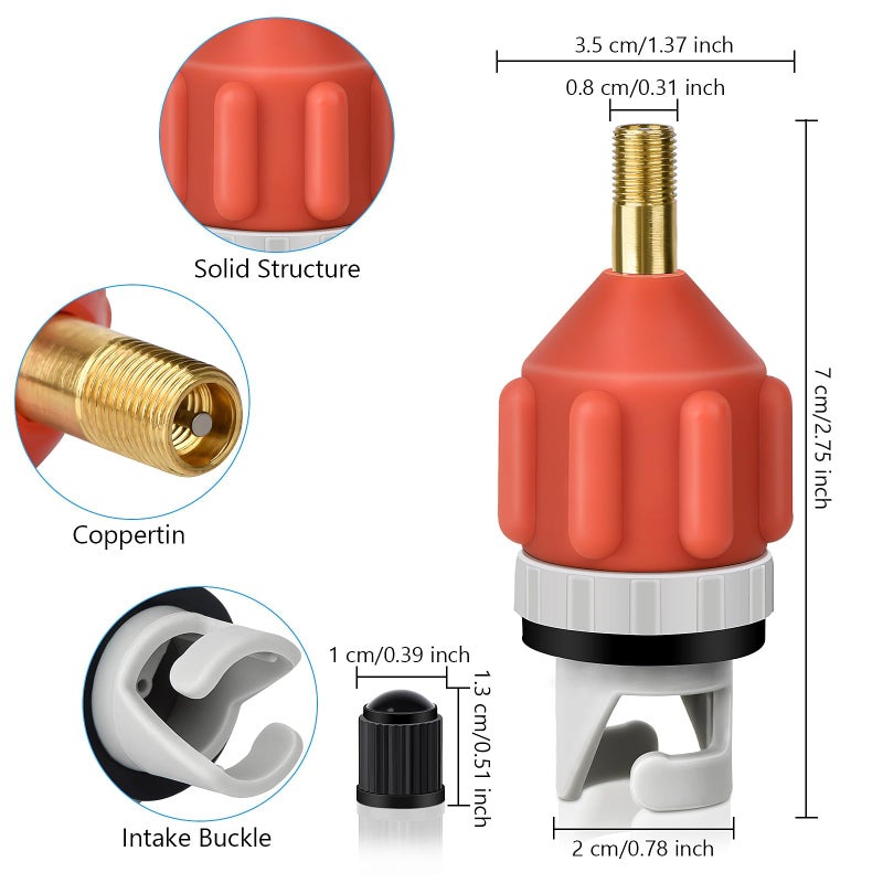 Luckam 2 Pcs Stand Up Paddle Board Pump Adapter,  Strong Sealing Air Valve Adapter for Inflatable Boat, Conventional Air Adapter Quickly Inflation, SUP Air Adapters for Stand-Up Paddleboard and Kayak - Image 4