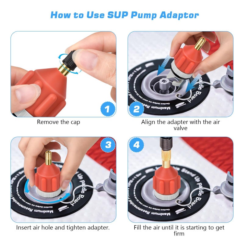 Luckam 2 Pcs Stand Up Paddle Board Pump Adapter,  Strong Sealing Air Valve Adapter for Inflatable Boat, Conventional Air Adapter Quickly Inflation, SUP Air Adapters for Stand-Up Paddleboard and Kayak - Image 3