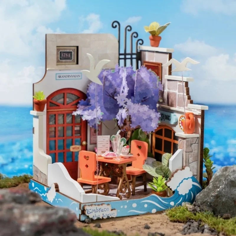 رولايف بيت دمى Rolife DIY Miniature House Fancy Tea Yard Kit Muse Bookshop Kit Century Postoffice Kit Sea Holiday Restaurant for Adult 1048247 - Image 5