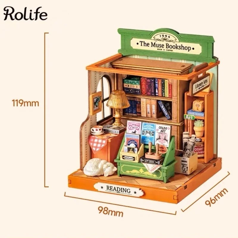 رولايف بيت دمى Rolife DIY Miniature House Fancy Tea Yard Kit Muse Bookshop Kit Century Postoffice Kit Sea Holiday Restaurant for Adult 1048247 - Image 1