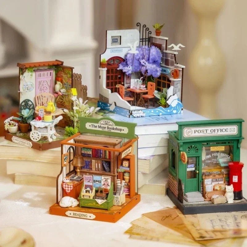 رولايف بيت دمى Rolife DIY Miniature House Fancy Tea Yard Kit Muse Bookshop Kit Century Postoffice Kit Sea Holiday Restaurant for Adult 1048247 - Image 4