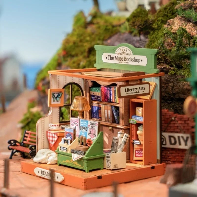 رولايف بيت دمى Rolife DIY Miniature House Fancy Tea Yard Kit Muse Bookshop Kit Century Postoffice Kit Sea Holiday Restaurant for Adult 1048247 - Image 3