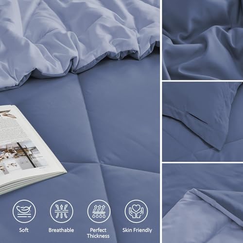 FURBO Microfiber Reversible 200 GSM AC Comforter Set Double Bed with 2 Pillow Covers, Quilt for Double Bed King Size for All Season Comfort (90x100 Inches, Blueberry & Lavender) - Image 5