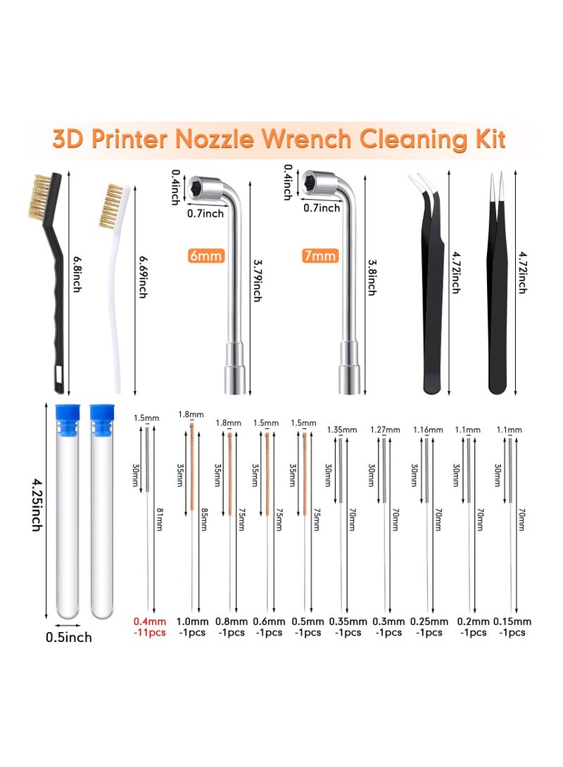 GNAFOTU 3D Printer Nozzle Cleaning Kit Includes 19 Pcs Stainless Steel Needles Cleaner Tools and 23 Pcs MK8 Nozzles Multiple Sizes Compatible with Makerbot Creality CR-10 Ender 3 5 - Image 3