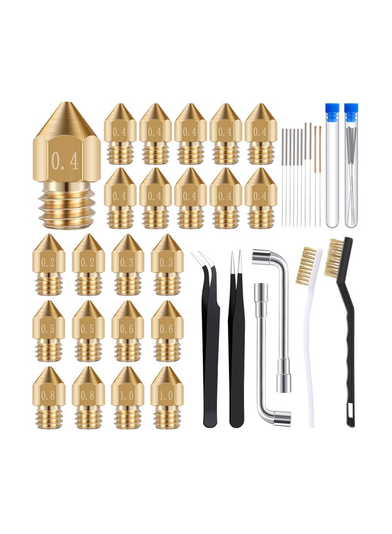 GNAFOTU 3D Printer Nozzle Cleaning Kit Includes 19 Pcs Stainless Steel Needles Cleaner Tools and 23 Pcs MK8 Nozzles Multiple Sizes Compatible with Makerbot Creality CR-10 Ender 3 5 - Image 1