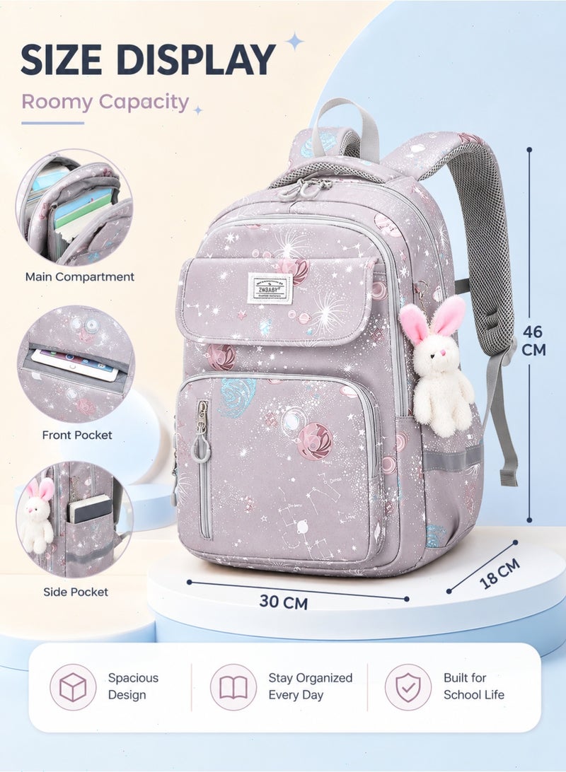 School Bags for Girls, Backpack for Kids Girls, School Bookbag for Elementary, Lightweight Single School Bag for Students - Image 2