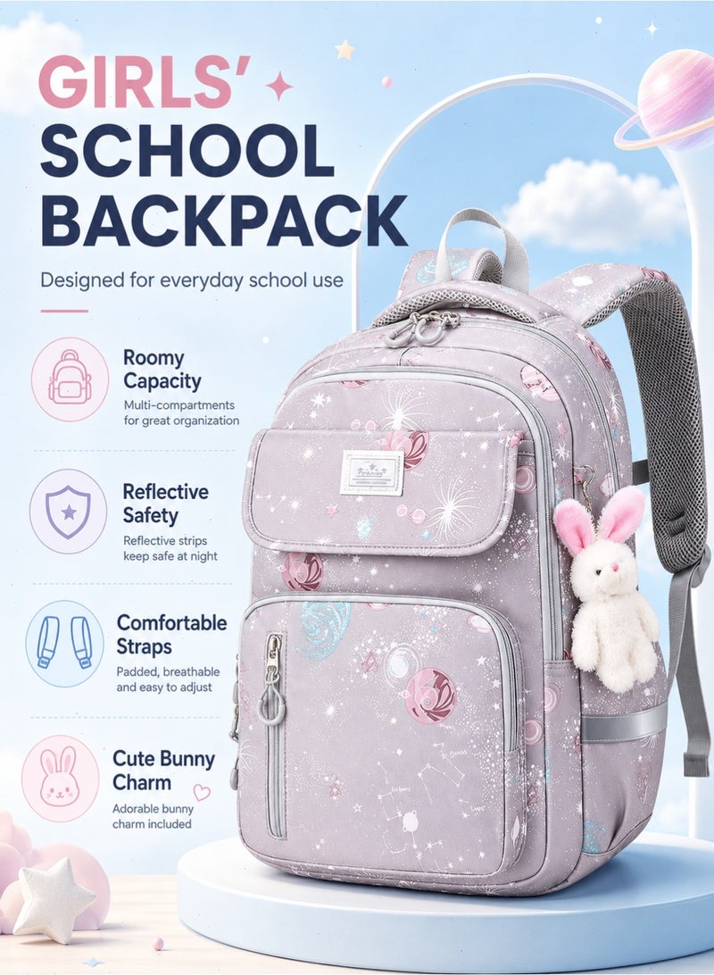 School Bags for Girls, Backpack for Kids Girls, School Bookbag for Elementary, Lightweight Single School Bag for Students - Image 1