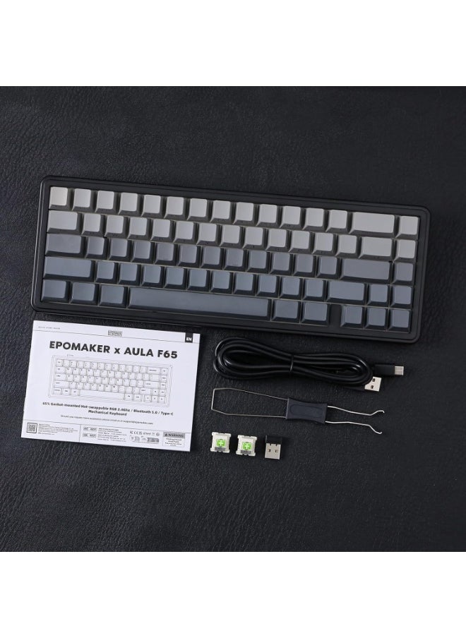AULA - F65 65% Wireless Mechanical Keyboard, Hot Swappable Greywood V3 Switch Gasket Custom Gaming Keyboard with Five-Layer Padding, RGB Backlit, Bluetooth/2.4GHz/USB-C - Image 1